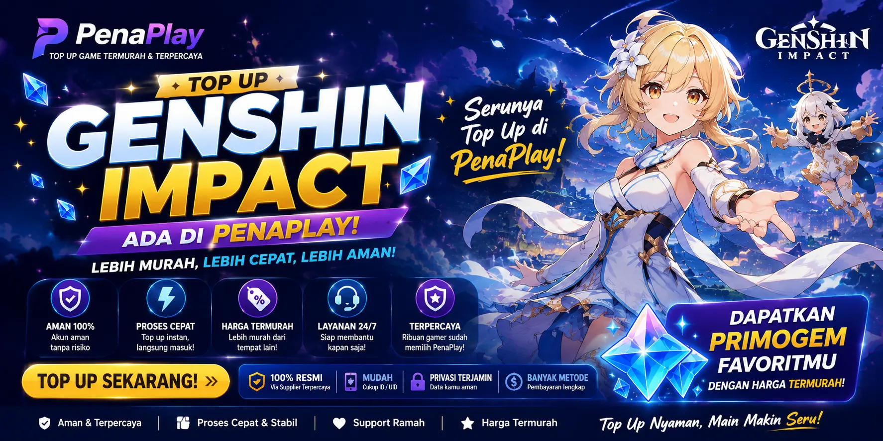 Top up otomatis, aman, dan cepat melalui PenaPlay